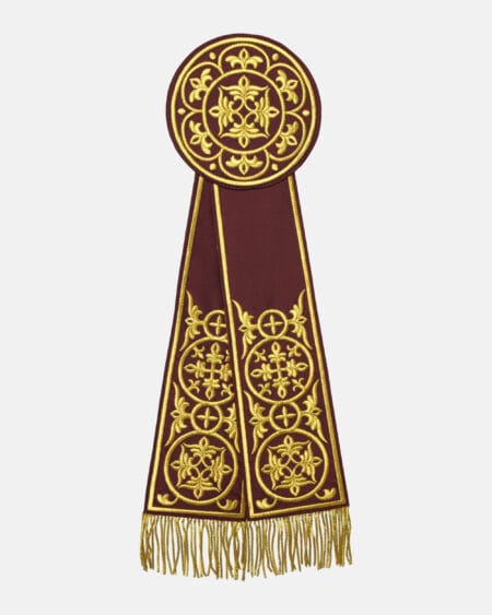 Xρυσοκέντητη Κορδέλα Δικεροτρίκερων σε Μπορντό Ταφτά