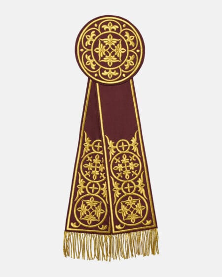 Xρυσοκέντητη Κορδέλα Δικεροτρίκερων σε Μπορντό Ταφτά