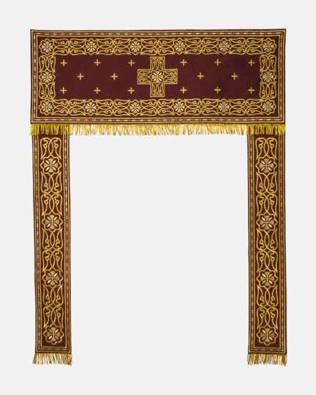 Xρυσοκέντητη Φορεσιά Εικόνας σε Μπορντό Ταφτά