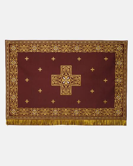 Xρυσοκέντητη Ποδιά Προσκυνηταρίου σε Μπορντό Ταφτά